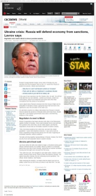 Ukraine crisis: Russia will defend economy from sanctions, Lavrov says [archived v1] Negotiators set to meet in Minsk to discuss possible ceasefire Thomson Reuters Posted: Sep 01, 2014 2:55 AM ET Last Updated: Sep 01, 2014 2:55 AM ET